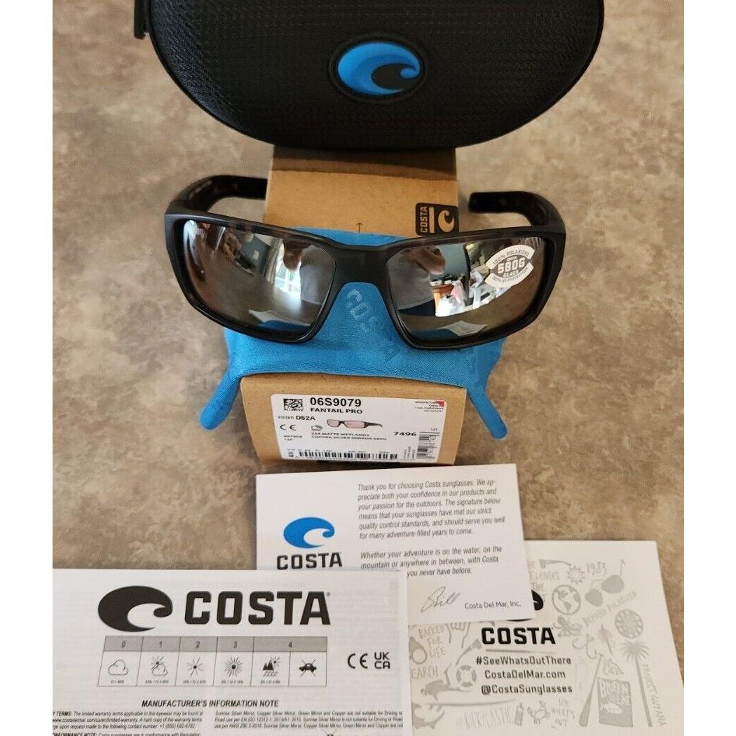 Costa Del Mar Sunglasses Fantail Pro Wetlands Copper Silver Mirror 580G RARE$259