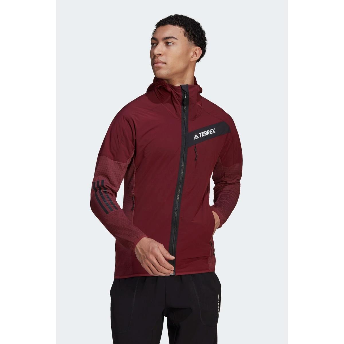 Adidas Men`s Techrock Flooce Wind Hooded Full Zip Jacket Shadow Red