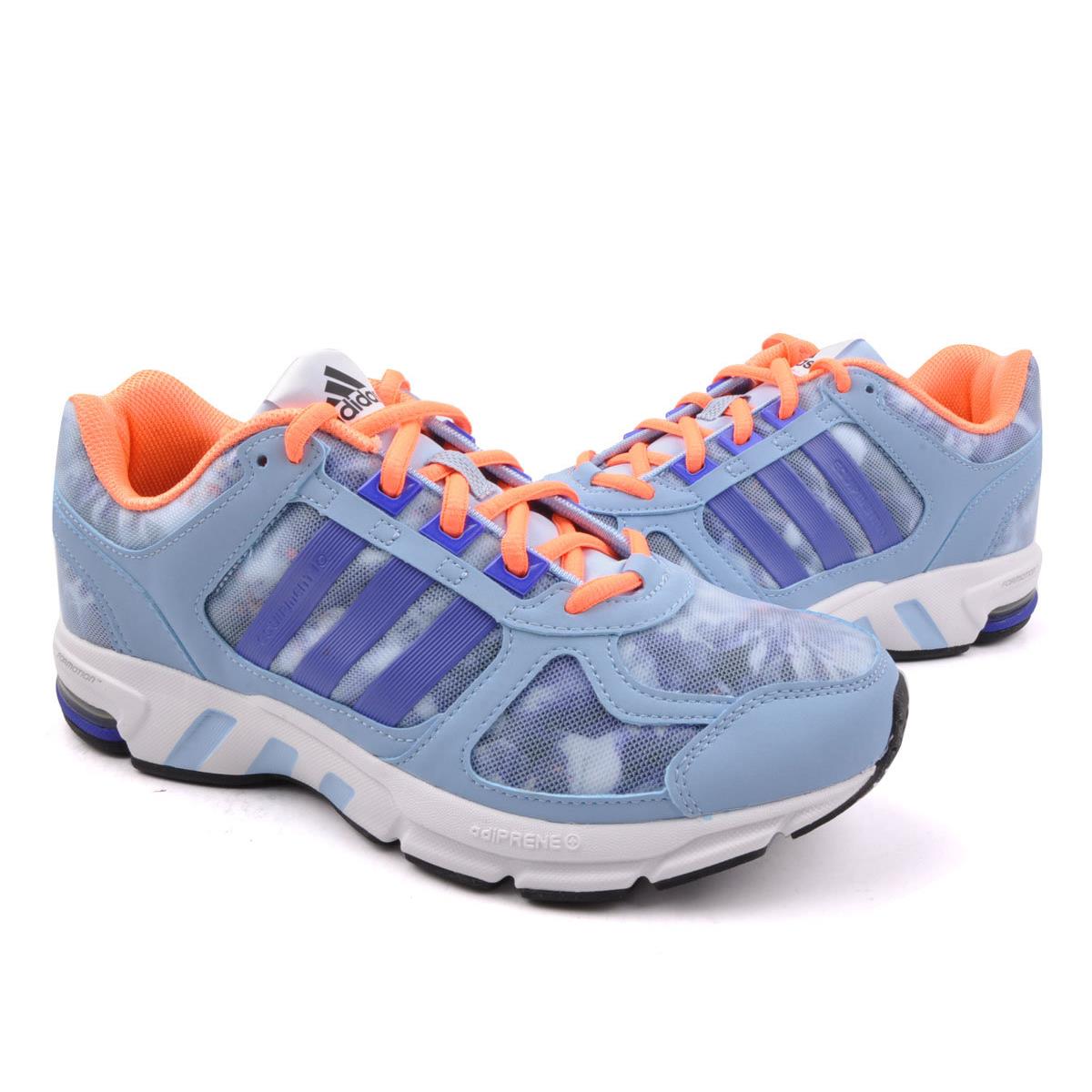 Adidas Women`s Equipment 10 Running Shoes Sneakers - Baby Blue/Purple/Flash Orange