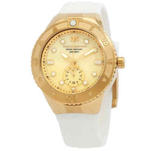 Technomarine Cruise Quartz Gold Dial Unisex Watch TM-120004 - Dial: Gold, Band: White, Bezel: Gold-tone