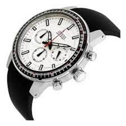 Guess Men`s Black Silicone Band Quartz White Dial Analog Watch W0802G1 - Dial: White, Band: Black