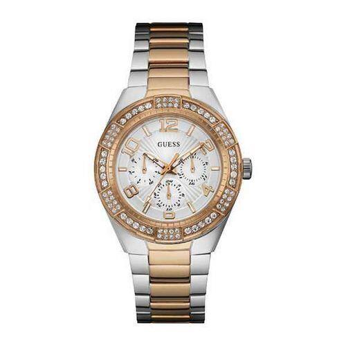 Guess Women`s Quartz Analog Display Stainless Steel Strap W0729L4 Analog Watch - Dial: White, Band: Gold