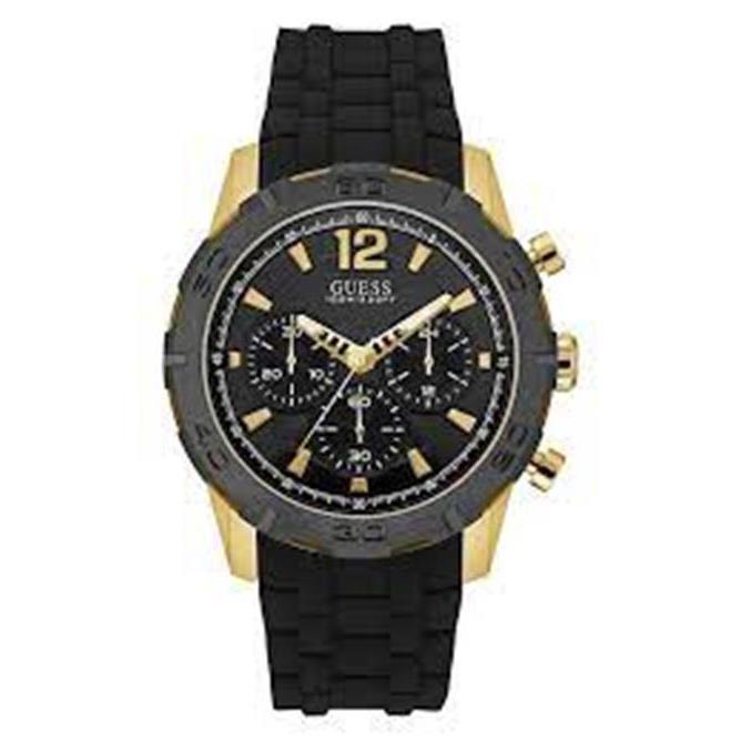 Guess W0864G3 Men`s Black Dial Silicone Strap Gold-tone Chronograph Watch