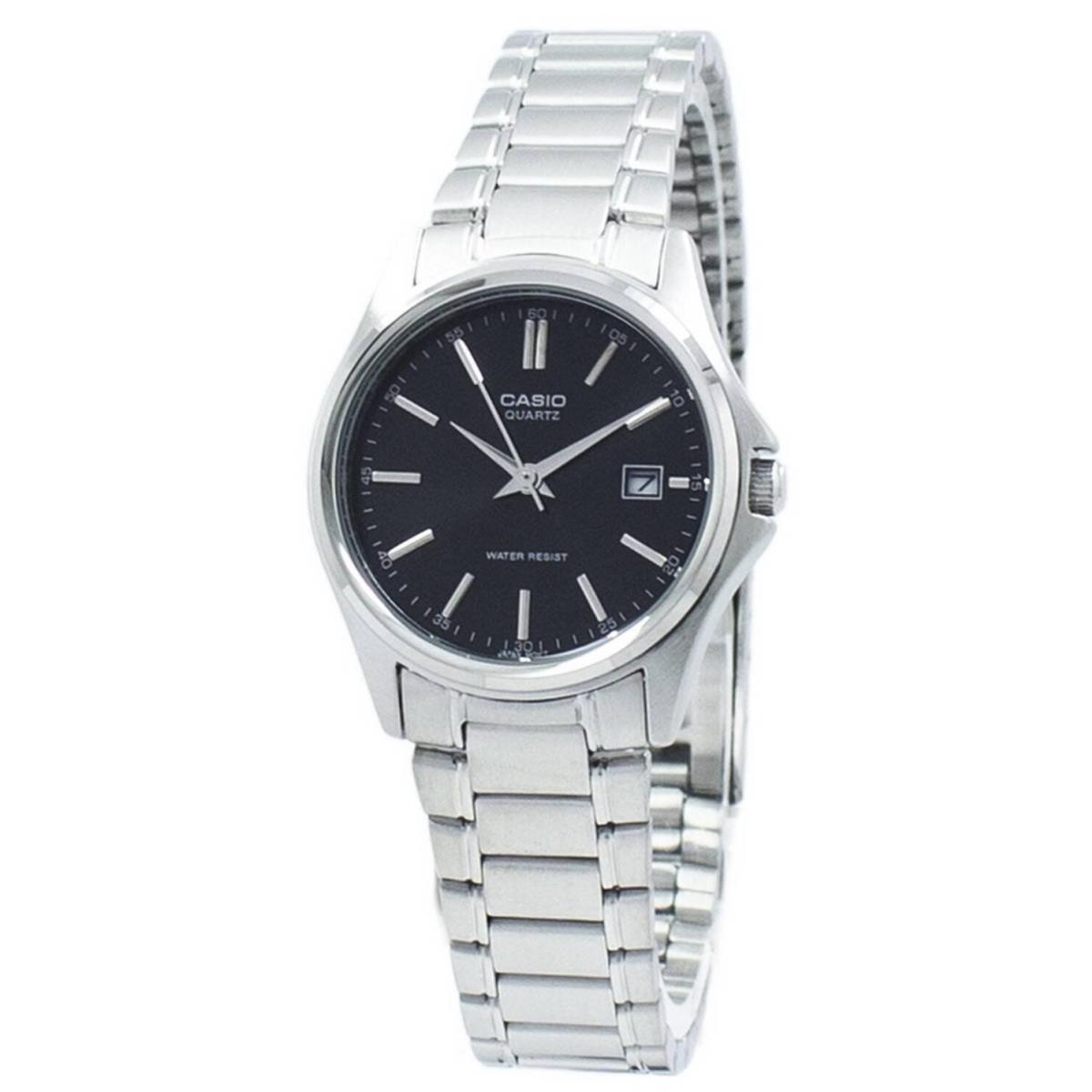 Casio Ladies Black Analog Steel Bracelet Date Display Watch LTP-1183A-1A