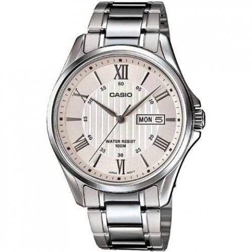 Casio MTP-1384D-7 Classic Watch Silver x White