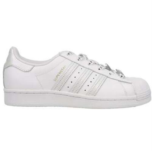 Adidas FV3392 Womens Superstar Metallic Sneakers Shoes Casual - White - Size - White