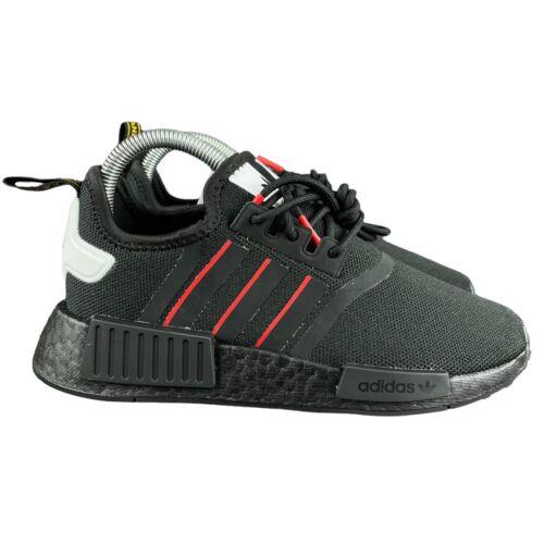 Adidas Kid`s NMD_R1 Black White Red Yellow Running Shoes HQ9990 Size 5 - Black