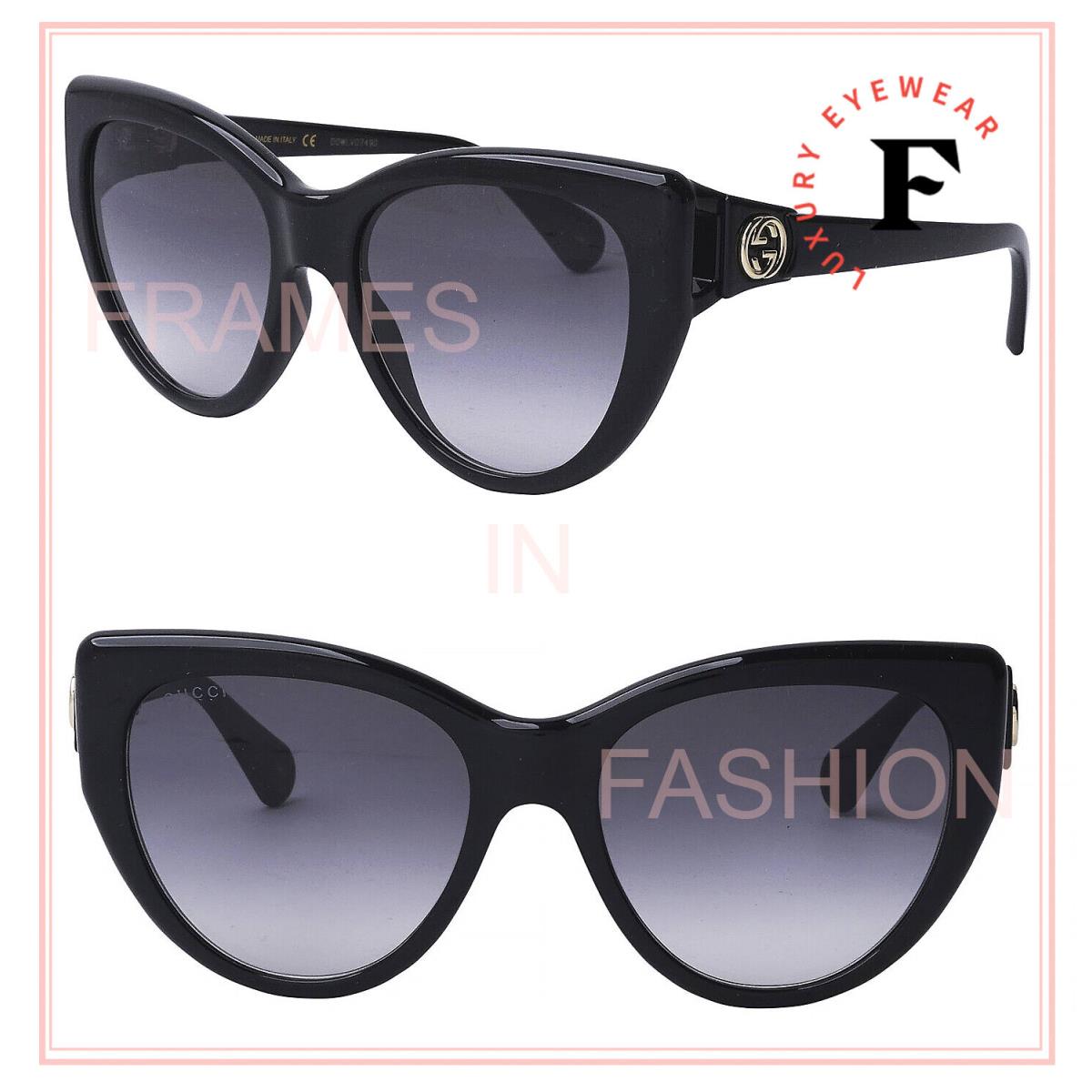 Gucci 0877 Black Geometric Oversized Cat Eye Logo Sunglasses GG0877S 001 - 001, Frame: Black, Lens: Gray