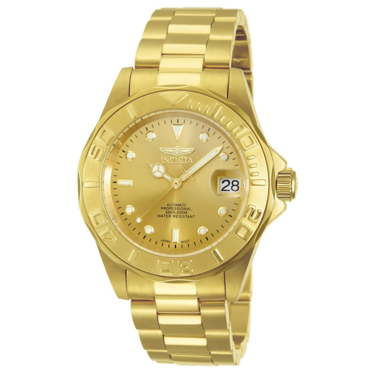 Invicta Men`s 13929 Pro Diver Automatic Gold Dial 18k Gold Ion-plated