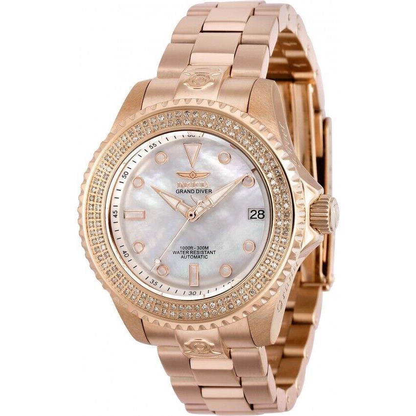 Invicta Grand Diver 0.6 Carat Diamonds Automatic Women`s Watch 39292 - mother of pearl Dial, Rose Gold Band, Rose Gold Bezel