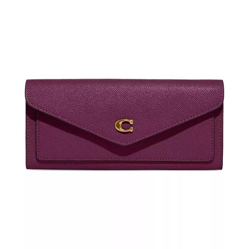 Coach Willow Leather Shoulder Bag + Wallet Set or Wallet Choices Deep Berry Wallet only Envelope Slim Large Dark Berry