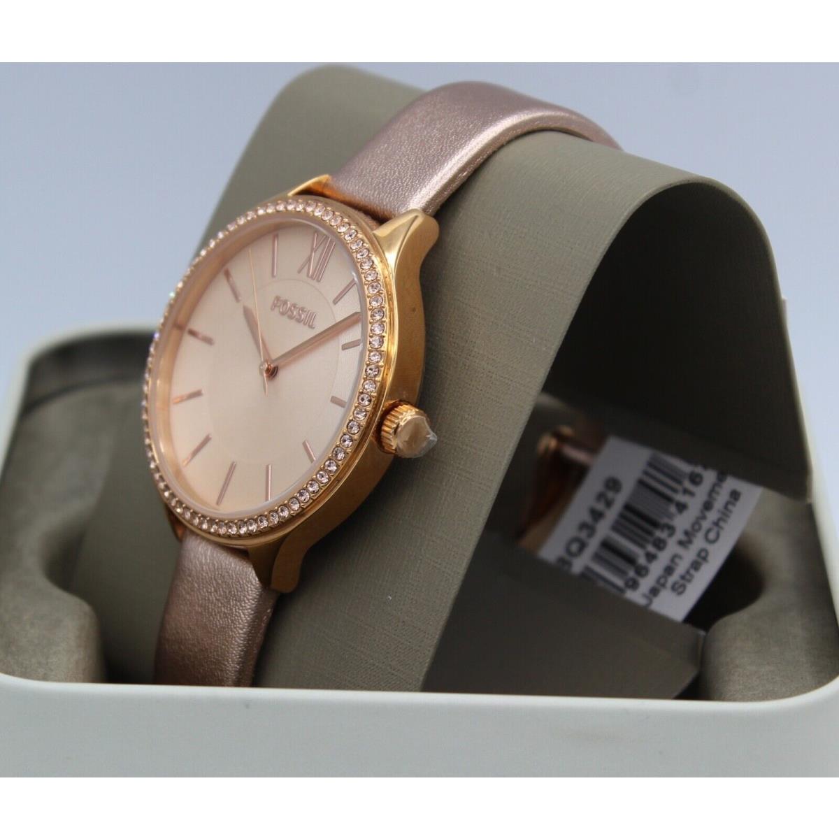 Fossil Suitor Rose Gold Bronze Leather Women`s Ladies BQ3429 Watch