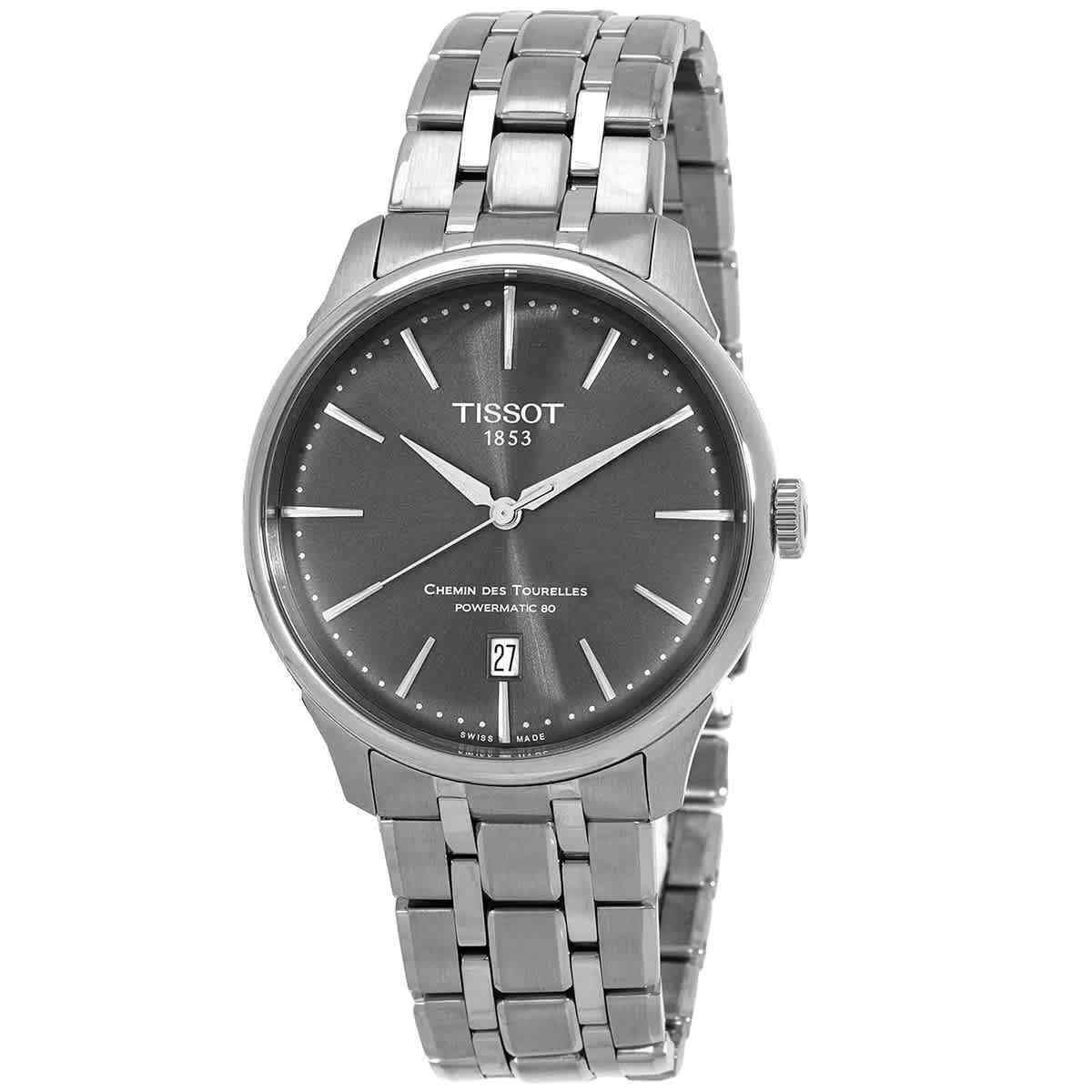 Tissot Chemin Des Tourelles Automatic Grey Dial Men`s Watch T139.807.11.061.00 - Dial: Gray, Band: Silver, Bezel: Silver