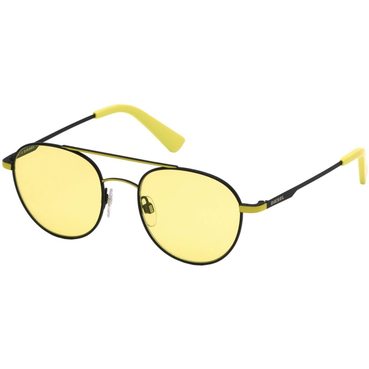 Diesel DL 0287 05J Black Yellow Round Aviator Sunglasses Frame 50-19-145