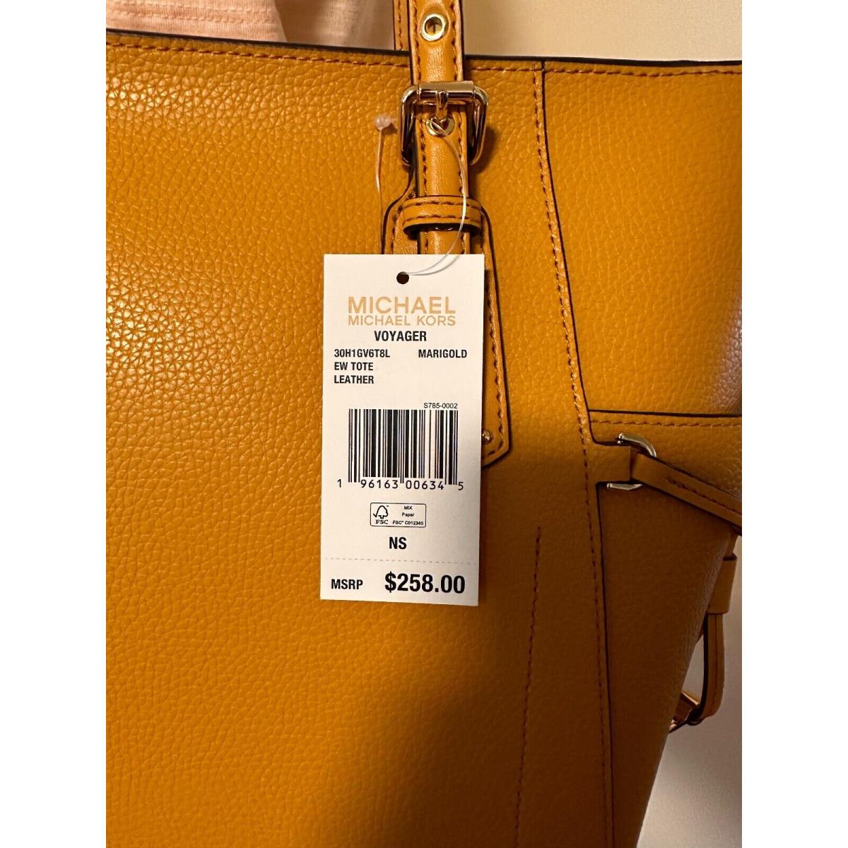 Michael Kors Voyager Large East West Tote Bag Pebbled Leather Marigold Yellow