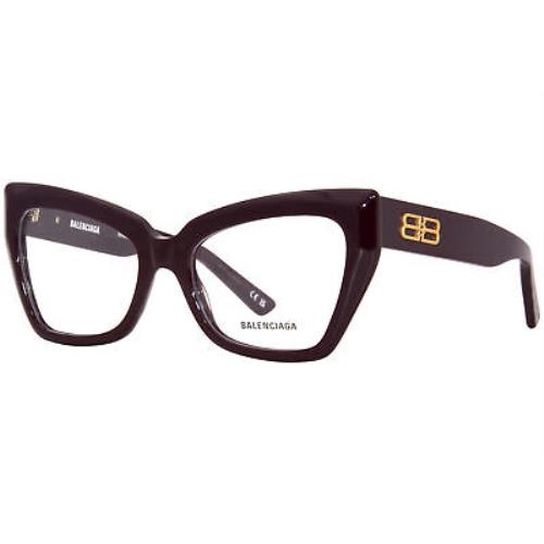 Balenciaga BB0275O 003 Eyeglasses Frame Women`s Red Full Rim Square Shape 53mm