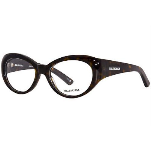 Balenciaga BB0268O 002 Eyeglasses Frame Women`s Havana Full Rim Cat Eye 55mm