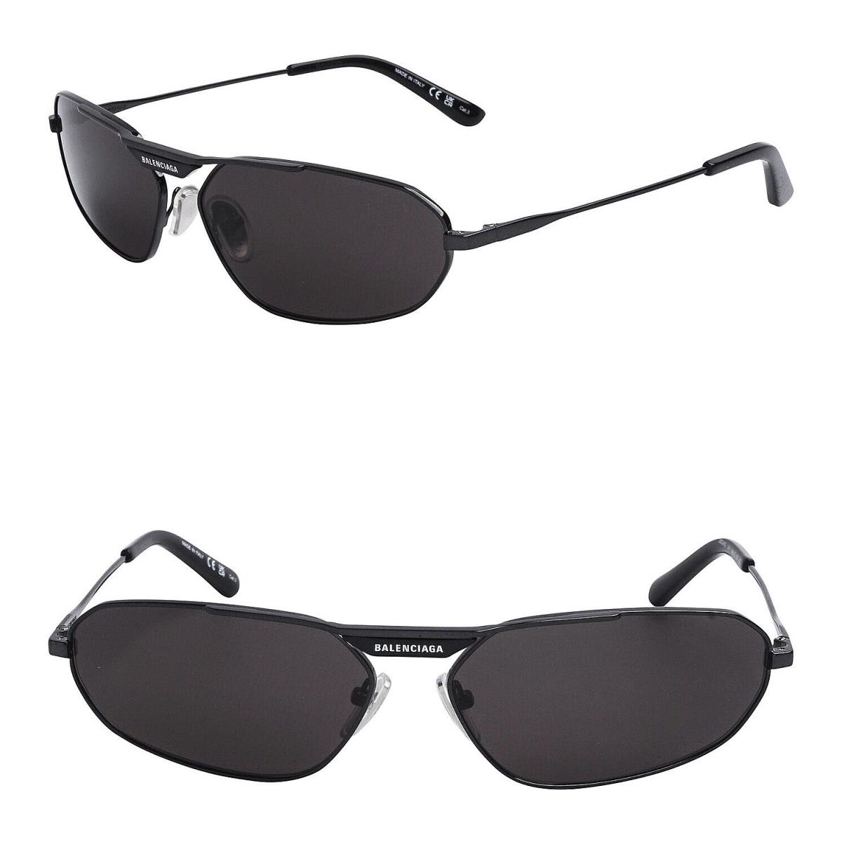 Balenciaga Tag 2.0 0245 Wrap Oval Mask Black Gray Sunglasses Unisex BB0245S 001