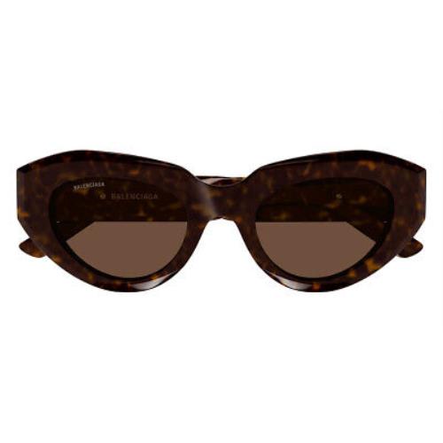 Balenciaga BB0236S Sunglasses Women Havana Brown Cat Eye 52