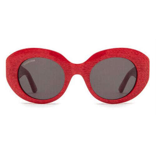 Balenciaga BB0235S Sunglasses Women Red Gray Round 52mm