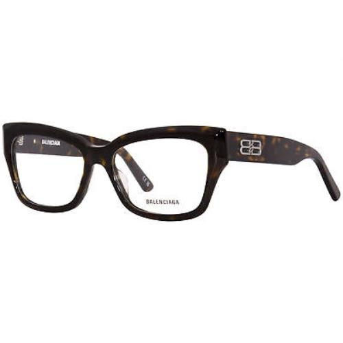 Balenciaga BB0274O 002 Eyeglasses Women`s Havana Full Rim Square Shape 55mm
