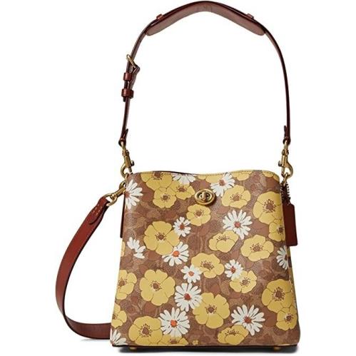 Coach Coated Canvas Signature with Floral Print Willow Bucket Handbag C9722