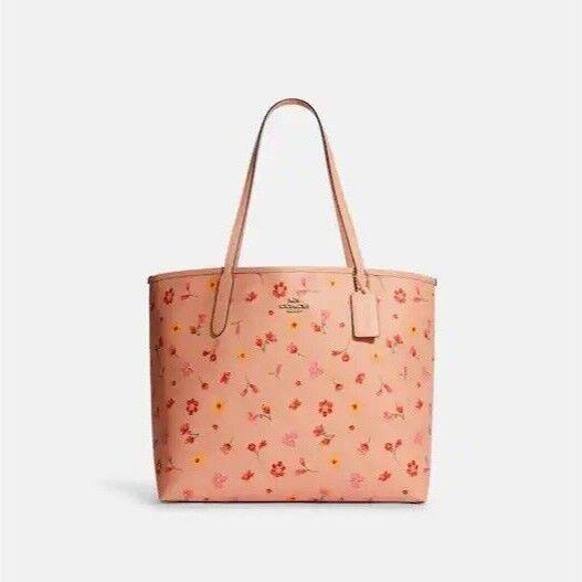 Coach City Tote Signature Canvas w/ Mystical Floral Print Faded Blush C8743 Pink