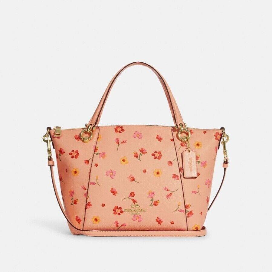 Coach Kacey Satchel Mystical Floral Print Pebble Leather Faded Blush C8618