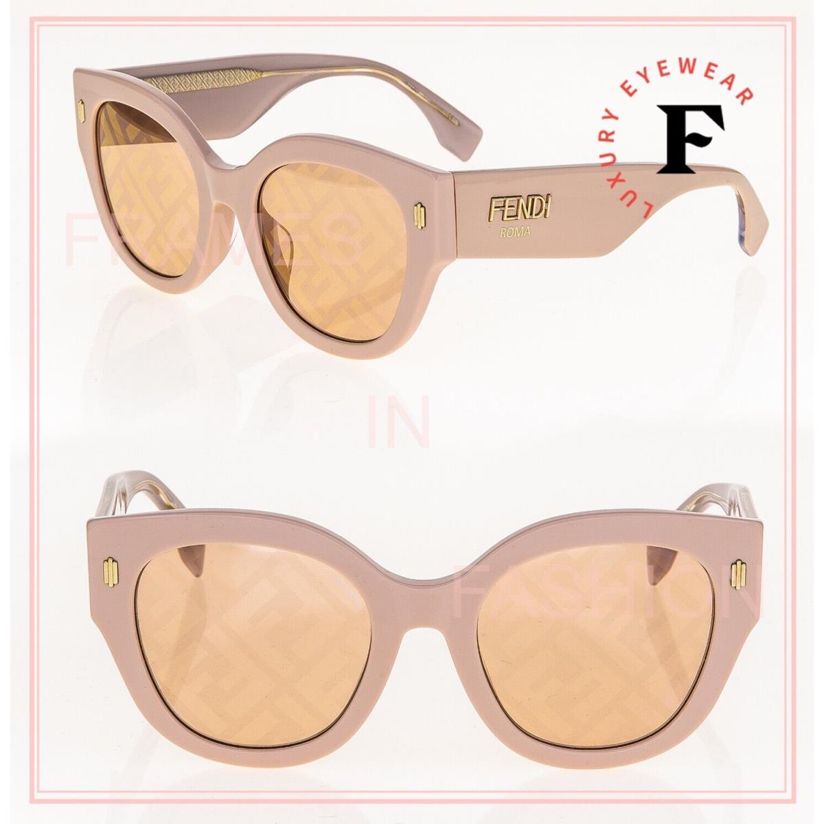 Fendi Roma Rose Pink Brown 0452 Print Mirror Logo Oversized Ff0452FS Sunglasses