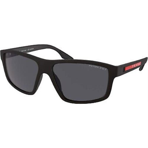 Prada 0PS 02XS Black Rubber Frame/polarized Dark Grey Lens Sunglasses