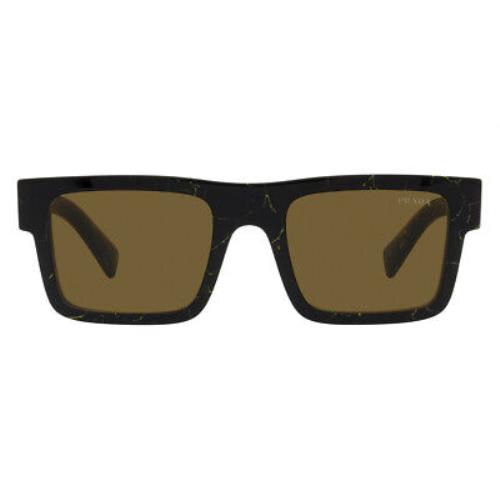 Prada PR 19WS Sunglasses Black/yellow Marble Dark Brown 52