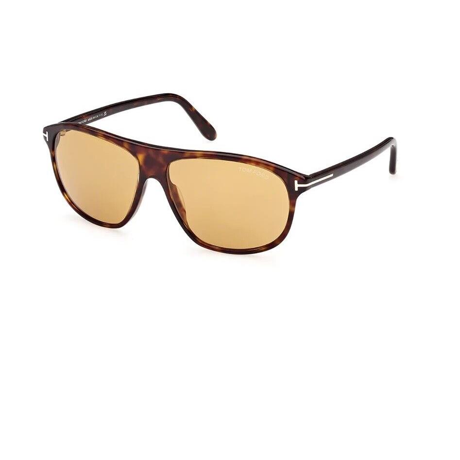 Tom Ford Prescott Sunglasses FT1027 52E 60MM Dark Havana Frame Brown Lenses