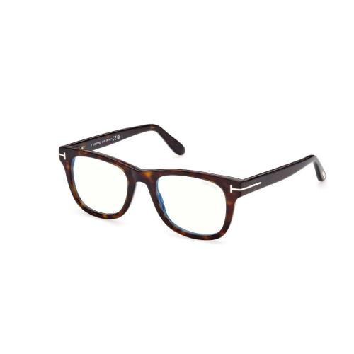 Tom Ford FT5820-B 052 Shiny Classic Dark Havana/blue Block Square Eyeglasses