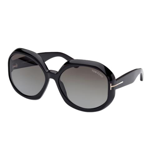 Tom Ford Georgia-02 Geometric Sunglasses FT1011-01B-62 Shiny Black Frame