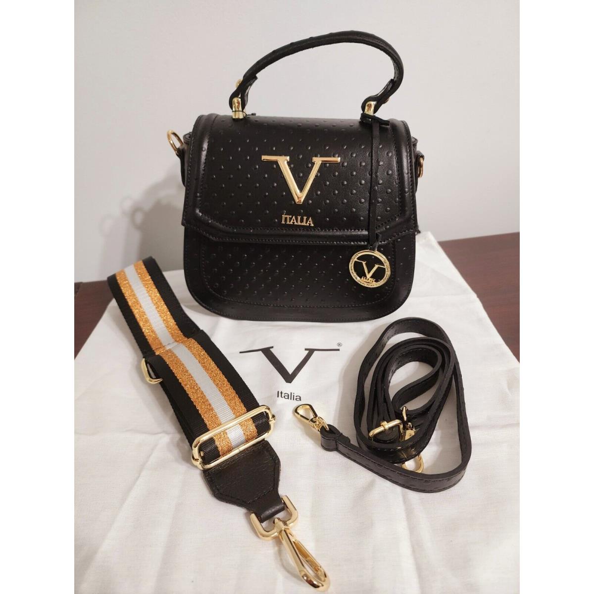 V Italia Versace 1969 Leather Crossbody Handbag Made in Italy Black - Versace  bag 