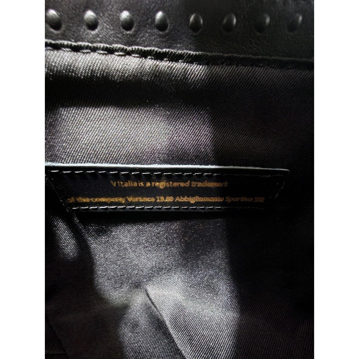 $999 V Italia Versace 1969 Black Leather Croc Embossed Satchel