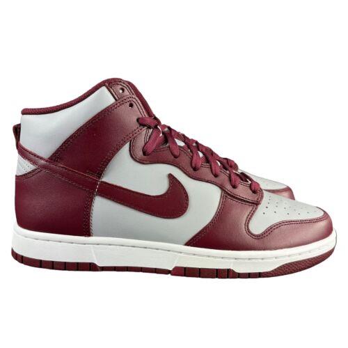 Nike Men`s Dunk High Retro Dark Beetroot Maroon Red Grey Shoes DD1399-600 Size 9 - Gray