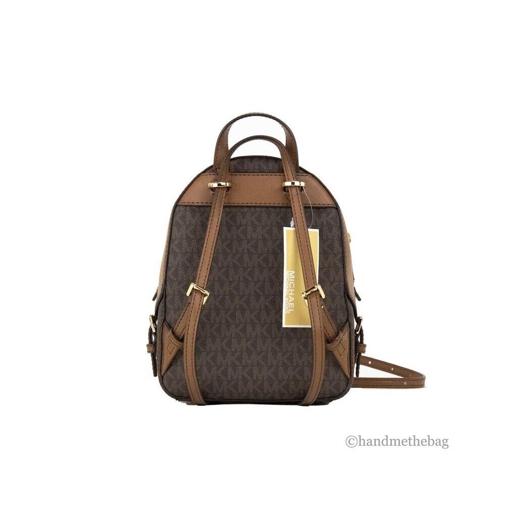 Michael Kors Jaycee Mini XS Brown Signature Pvc Zip Pocket Shoulder Backpack Bag