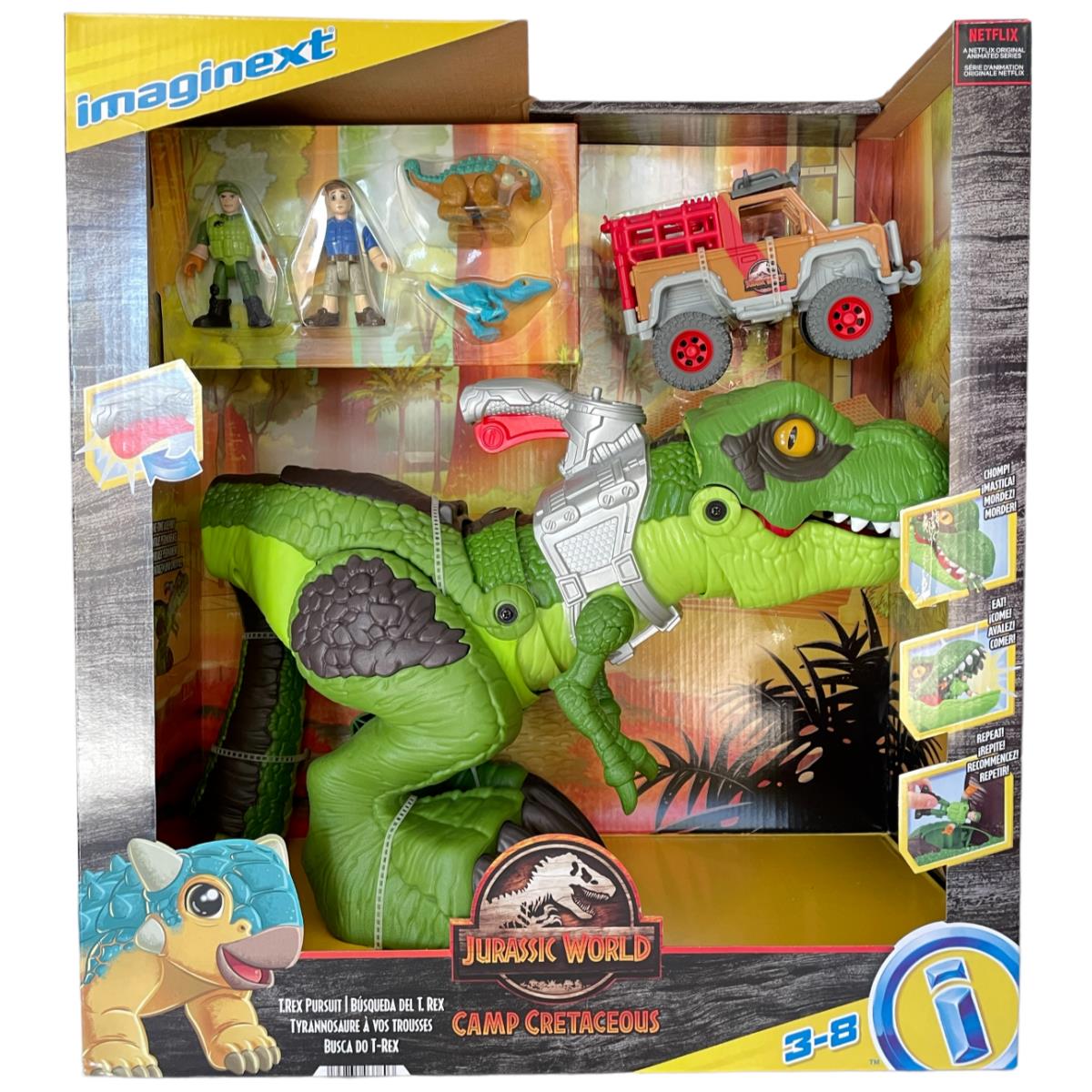 Imaginext Jurassic World Cretaceous T-rex Dinosaur Pursuit Playset Figures +