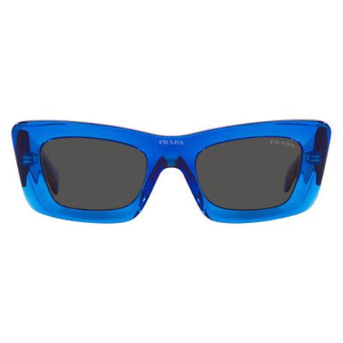 Prada PR 13ZS Sunglasses Crystal Electric Blue Dark Gray 50