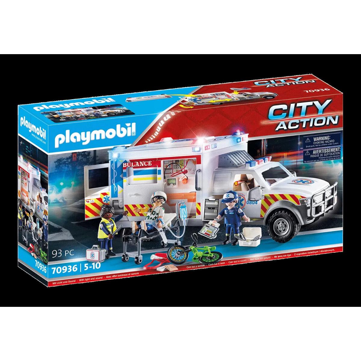 Playmobil 70937 City Action Rescue Ambulance with Lights and Sound Mib/new