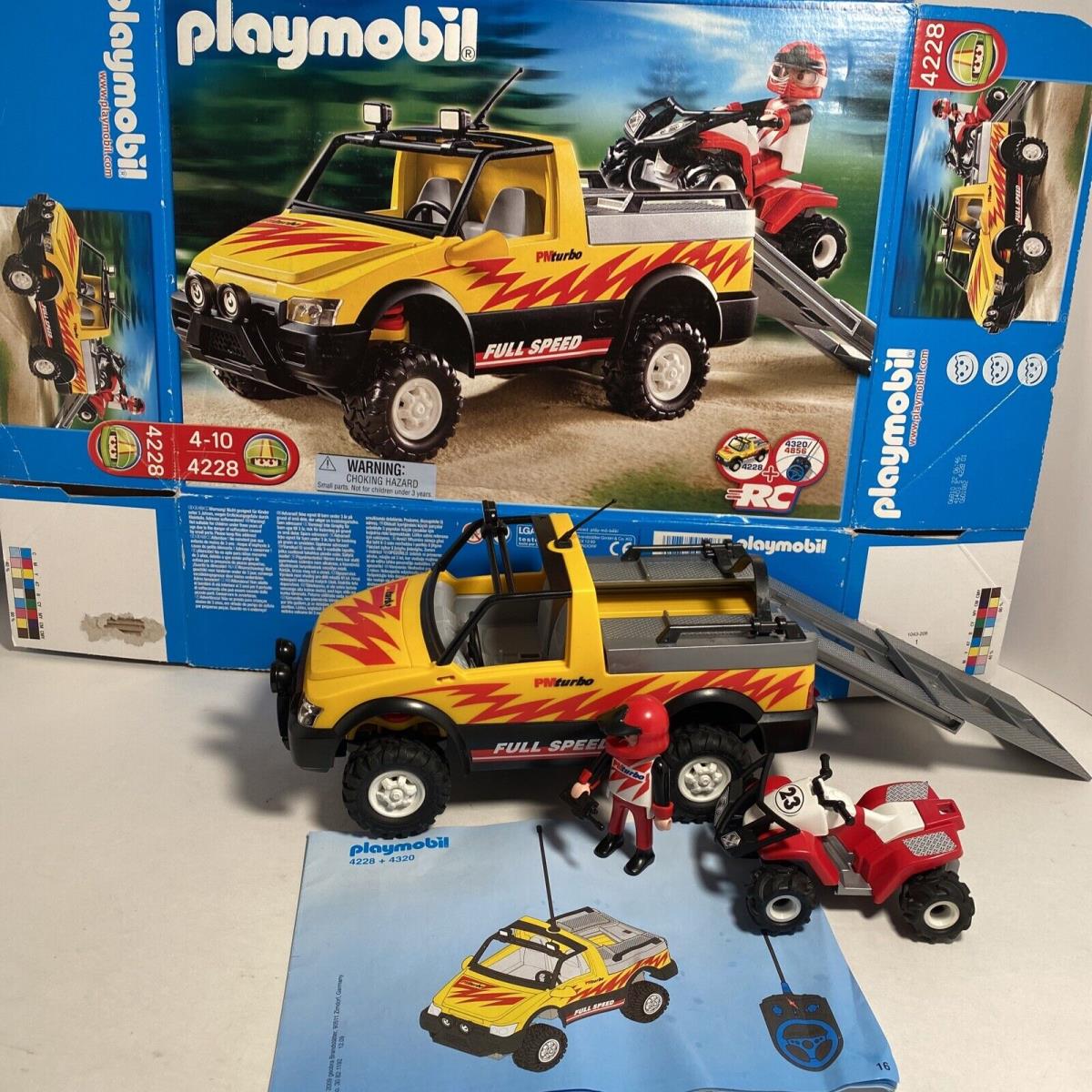 Playmobil Turbo Speed Pick-up Truck Quad Atv 4x4 4228 Set Box Updated Listing