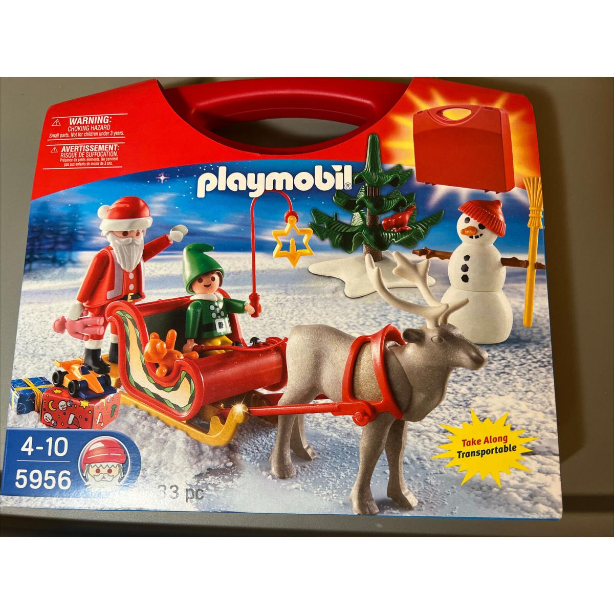 Playmobil 33 Piece Christmas Set W/red Storage Case -new