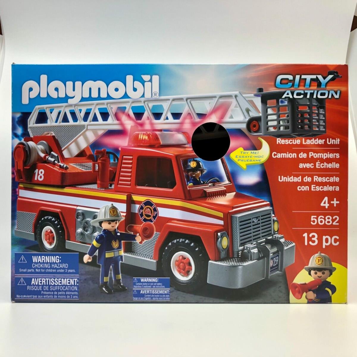 Playmobil City Action Fire Truck Rescue Ladder Unit 5682 Lights Sounds