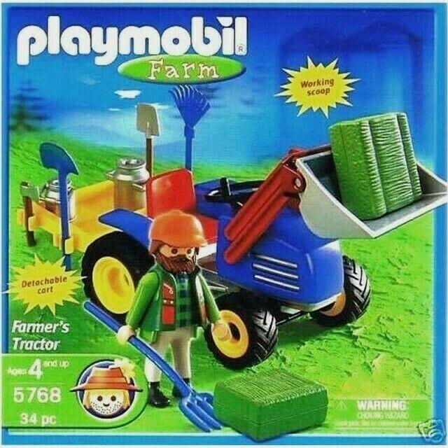 Playmobil Farm 5768 Farmer`s Tractor with Working Scoop and Detachable Chart