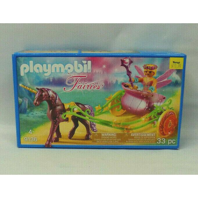 2016 Playmobil Fairies 9136 33 Piece Playset Unicorn Carriage Fairy Toy