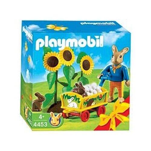 Playmobil 4453 Easter Bunny with Sunflowers Cart Eggs Rabbit Brown