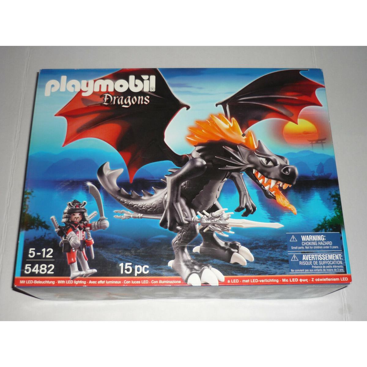 Playmobil Set 5482 Fire Knights Giant Battle Dragon Black Red with Light