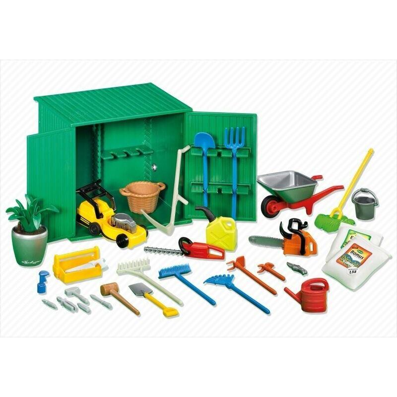 Playmobil 7490 Garden Shed with Tools Green Building Lawn Mower 4482 4480