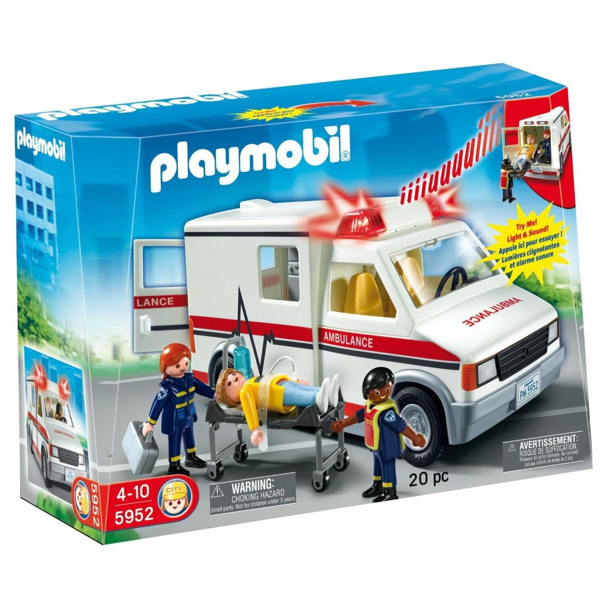 Playmobil 5952 Rescue Ambulance Emergency Vehicle w/ Paramedics Emt Figures